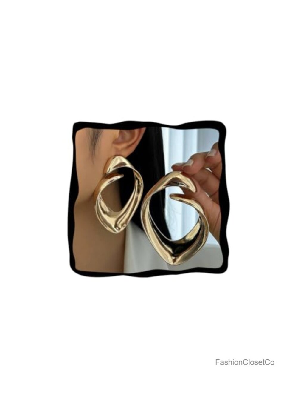 Exaggerated Gold Liquid Metal Spiral Drop Earrings Chunky Statement Jewelry for